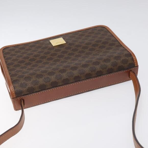 CELINE Macadam Canvas Shoulder Bag Pvc Leather Brown Gold - Picture 6 of 13